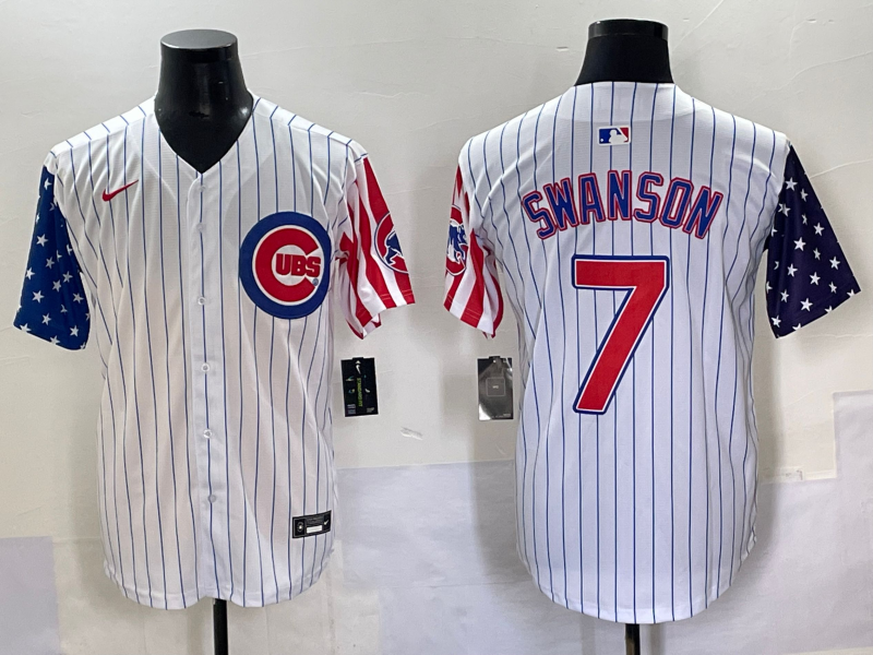 Men's Chicago Cubs Dansby Swanson #7 White Jersey